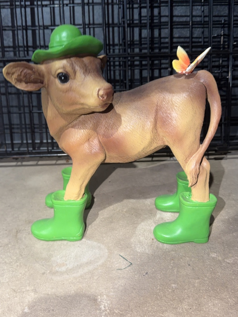 Cute Calf Figurine with Green Hat & Boots